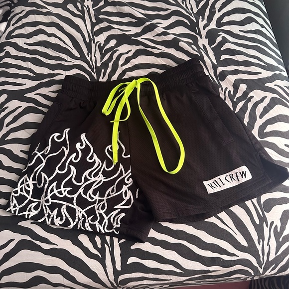 Kill Crew Black Athletic Shorts with Neon Yellow Drawstring - Picture 1 of 1